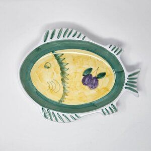 Vintage Italian Pottery Plate - Caleca Fabio Fish Design Hand Painted Decorative